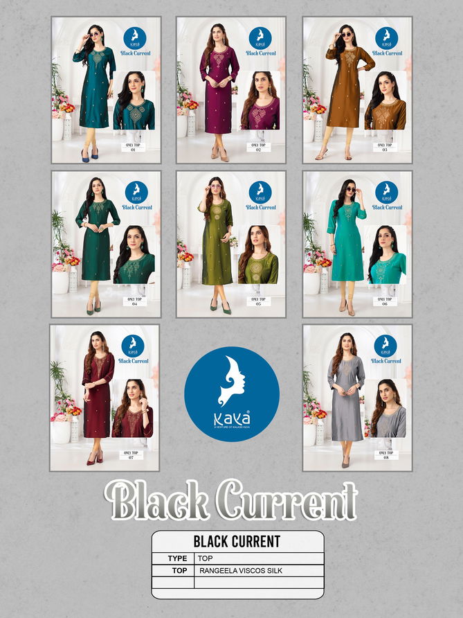 Black Current By Kaya Viscose Silk Kurti Wholesale Shop In Surat